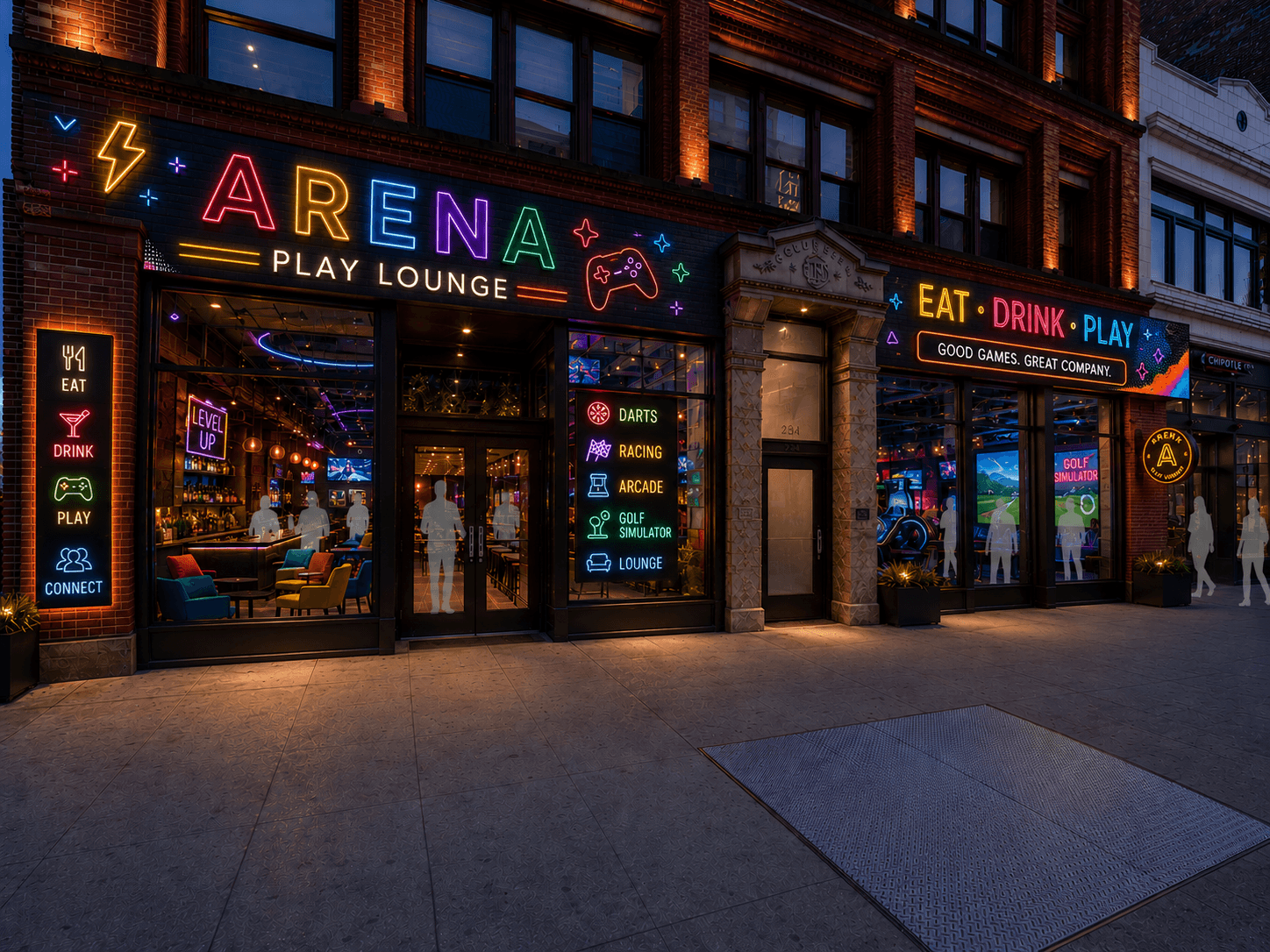 Arena Play Lounge Front storefront view