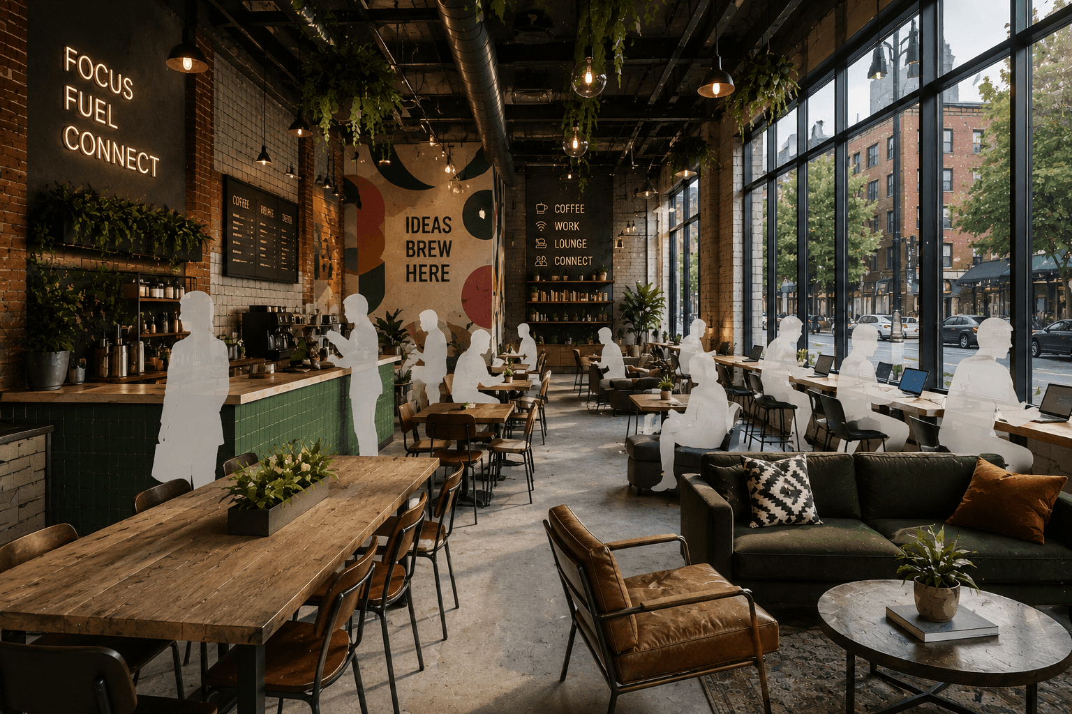 Coffee + Work Lounge scenario preview
